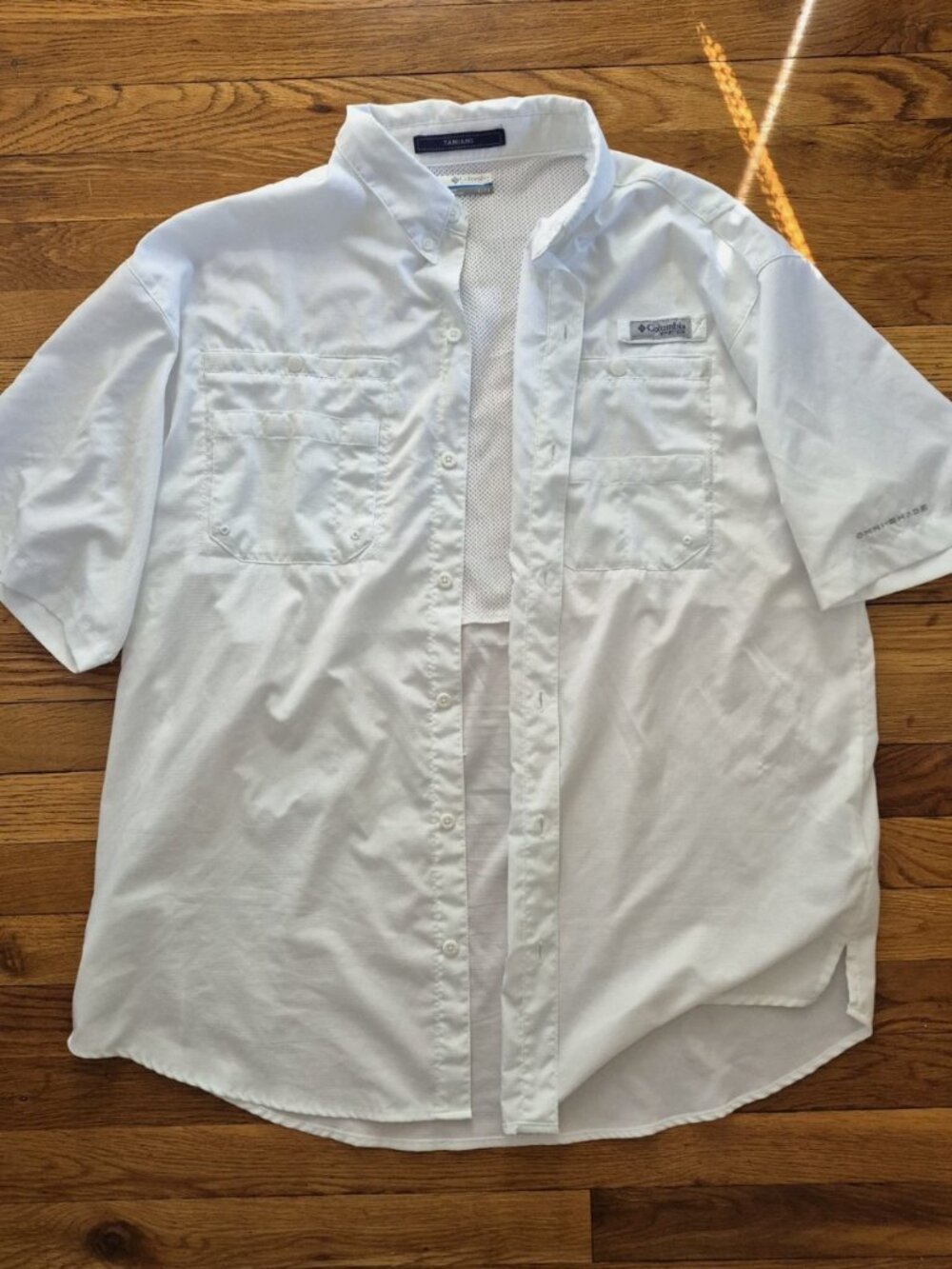 Columbia PFG Tamiami Short slv Shirt Men's XL White Omni-Shade Shirt